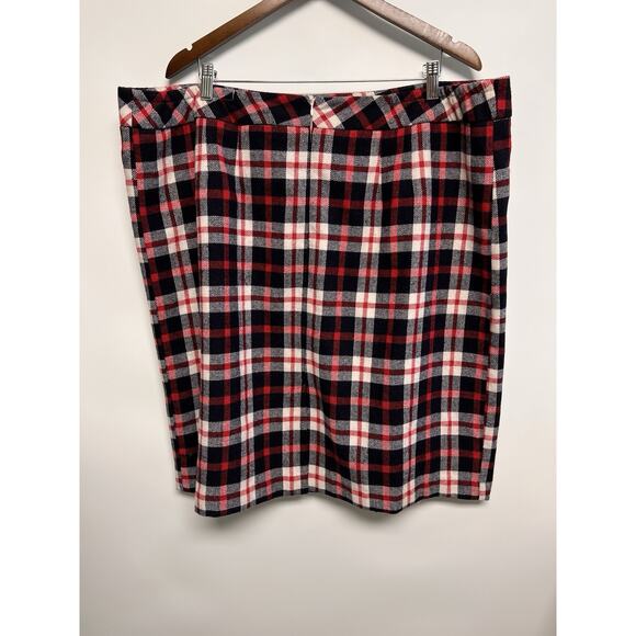 VTG Style Wool Blend Red Tartan Plaid Midi Skirt Sz 22W Preppy Classic Timeless - Picture 4 of 12
